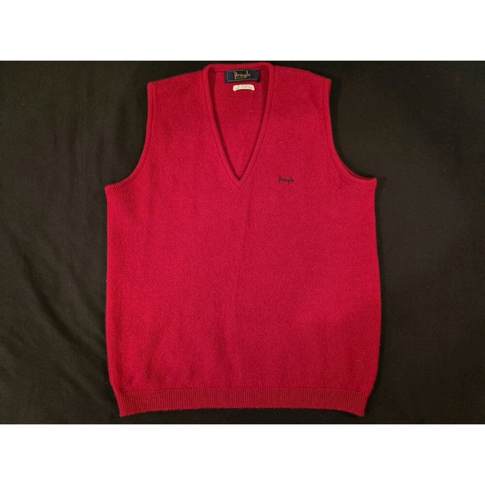 Vintage Pringle of Scotland Lambswool Red Sweater Vest Mens Medium